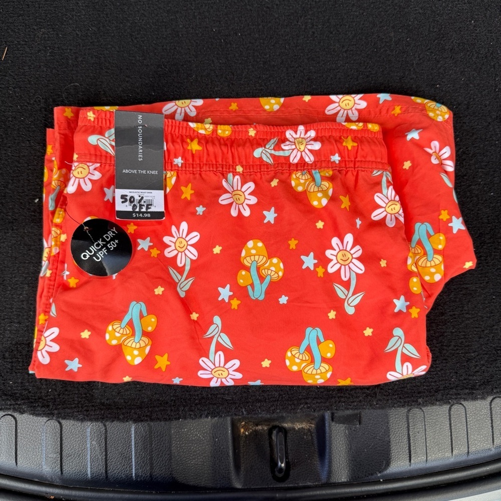 Orange Floral Men's Swim Trunks #148